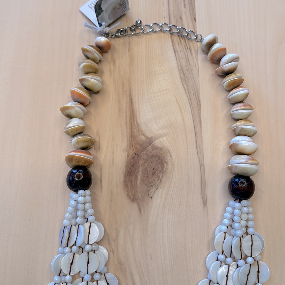 Gardenia Jewelry NEW Freshwater Pearl Mother of Pearl Stone Wood Shell Necklace - Picture 4 of 6